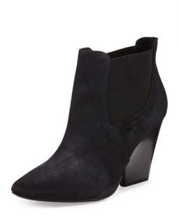Allena Pointed Suede Ankle Boot, Black