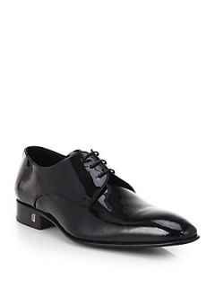 Versace Collection Patent Leather Lace Up Dress Shoes   Black