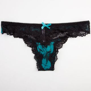 Floral Mesh Thong Teal Blue In Sizes Small, Large, X Large, Medium For Women 22