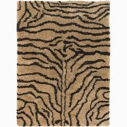 Handwoven Tiger stripe Safari Shag Rug (79 Round) (Brown, blackPattern Shag Tip We recommend the use of a  non skid pad to keep the rug in place on smooth surfaces. All rug sizes are approximate. Due to the difference of monitor colors, some rug colors 