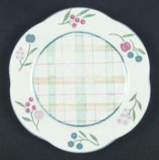 Mikasa Country Chalet Salad Plate, Fine China Dinnerware   Plaid Center, Fruit R