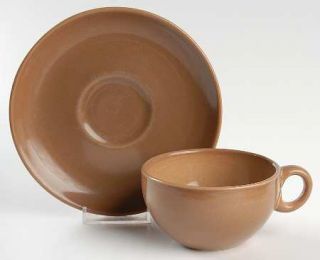 Iroquois Casual Brown Flat Cup & Saucer Set, Fine China Dinnerware   Russel Wrig