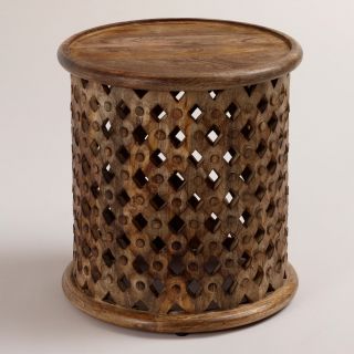 Tribal Carved Wood Accent Table   World Market