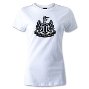 hidden Newcastle United Distressed Crest Womens T Shirt (White)