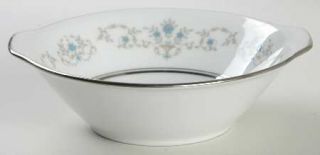 Noritake Octavia Lugged Cereal Bowl, Fine China Dinnerware   Blue Flowers, Gray