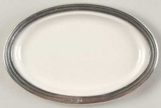 Arte Italica Tuscan Soap Dish, Fine China Dinnerware   All White, Grooved Pewter