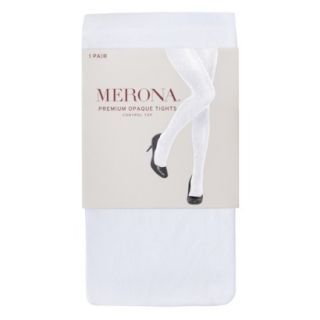 Merona Womens Premium Control Top Opaque Tights   Fresh White M Tall