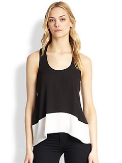 BCBGMAXAZRIA Two Tone Cutout Back Tank   Black Combo