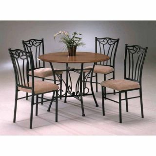 Heritage 5 Piece Round Wood and Metal Dining Set Multicolor   4310