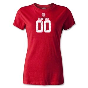 hidden Bayern Munich Distressed 1900 Womens T Shirt (Red)