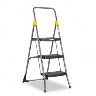 Cosco Commercial 3 step Folding Step Ladder (GreyNumber of steps ThreeDuty rating 300 poundsCompliance standards ANSI Type 1A, OSHA Dimensions 55.5 inches high x 22.5 inches wide Metal ladders conduct electricity. Do not use where contact may be made 