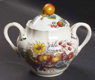 Spode Reynolds Sugar Bowl & Lid, Fine China Dinnerware   Fruits & Flowers In  Ce