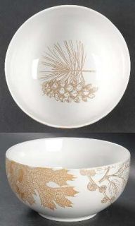 222 Fifth (PTS) Golden Foliage Coupe Soup Bowl, Fine China Dinnerware   Gold Lea