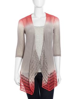 Oversized Ombre Woven Cardigan, Peppermint Wash