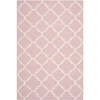 Safavieh Hand woven Moroccan Dhurrie Pink/ Ivory Wool Rug (8 X 10)