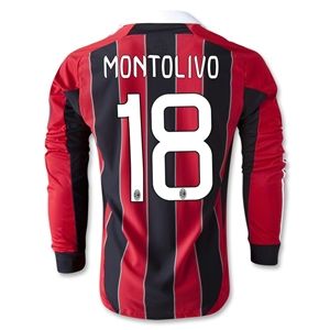 adidas AC Milan 12/13 MONTOLIVO UCL LS Home Soccer Jersey