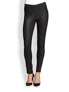  Collection Brushed Leather Leggings   Black