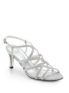 Stuart Weitzman Turning Up Shimmer Strappy Sandals   Silver