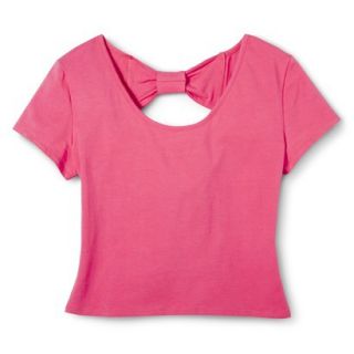 Xhilaration Juniors Bow Back Cropped Tee   Coral M(7 9)