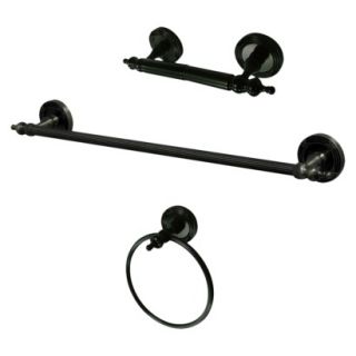 Etched Solid Brass Oil Rubbed Bronze 3 piece Towel Bar Bath Accessory Set