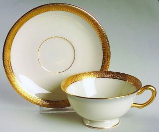 Lenox China Countess Footed Cup & Saucer Set, Fine China Dinnerware   Gold Verge