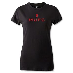 hidden Manchester United MUFC Womens T Shirt (Black)