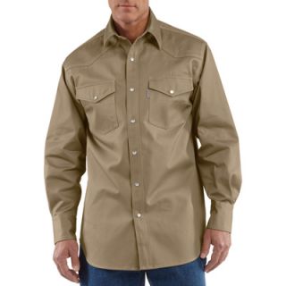 Carhartt Ironwood Snap Front Twill Work Shirt   Khaki, 2XL Tall, Model# S209