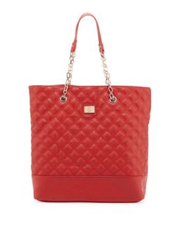 Lucile Quilted Faux Leather Tote Bag, Red