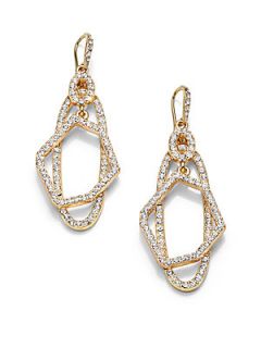 ABS by Allen Schwartz Jewelry Geometric Layered Pave Drop Earrings   Gold