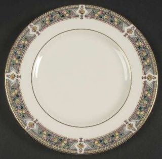 Royal Doulton Camberley Salad Plate, Fine China Dinnerware   Green Band W/ Flowe
