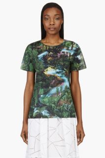 Carven Green And Black Jungle Print Tshirt