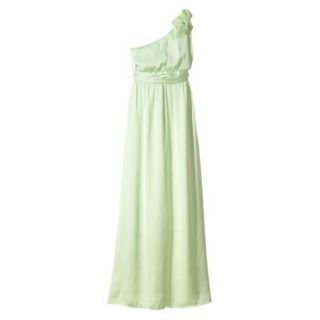 TEVOLIO Womens Satin One Shoulder Rosette Maxi Dress   Mint   10