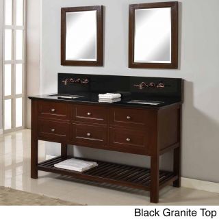Mission Spa 60 inch Dark Brown Premium Double Vanity Sink Cabinet