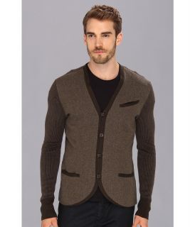 John Varvatos Collection Reversed Woven Sweater Jacket Mens Sweater (Olive)