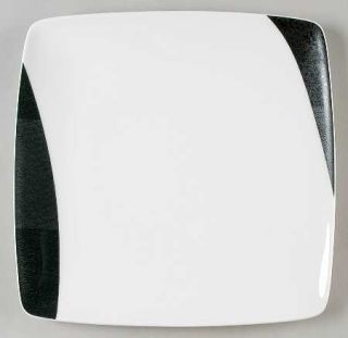 Noritake Metaal Square Dinner Plate, Fine China Dinnerware   Bone, Black Band, D