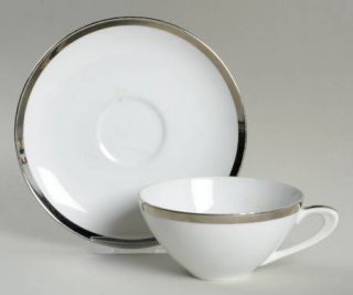 James Chatelaine Athene Flat Cup & Saucer Set, Fine China Dinnerware   Thick Pla