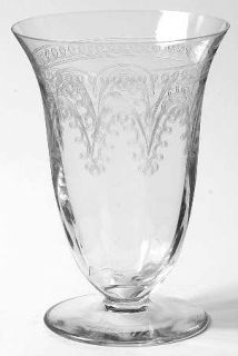 Unknown Crystal Unk4332 8 Oz Footed Tumbler   Etched Geometric On Bowl, Wafer St