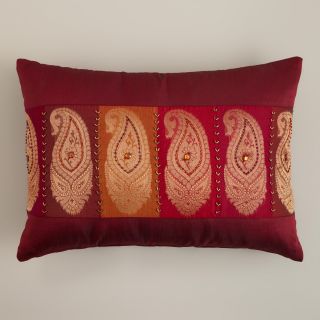 Red Paisley Lumbar Pillow   World Market