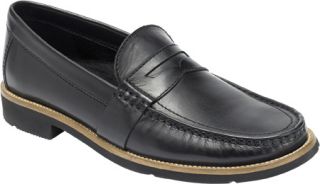 Mens Rockport Camran   Black Full Grain Leather Penny Loafers