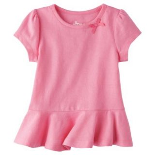 Circo Infant Toddler Girls Short Sleeve Peplum T Shirt   Pink 18 M