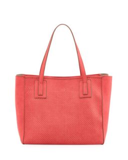 Perforated East West Tote Bag, Coral