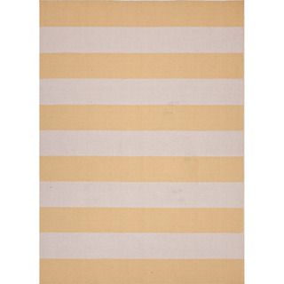 Handmade Flat Weave Stripe Pattern Yellow Rug (5 X 8)