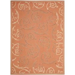 Poolside Terracotta/ Cream Indoor Outdoor Rug (79 X 109)