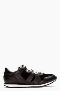 Mcq Alexander Mcqueen Black Leather And Suede Low Top Sneakers