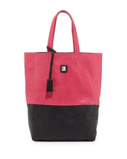 Kami Colorblock Faux Leather Tote Bag, Fuchsia/Black