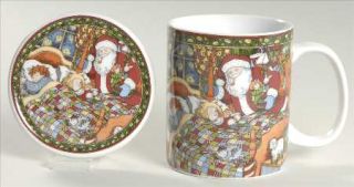 Portmeirion Christmas Story Mug & Coaster Set, Fine China Dinnerware   Scenes Of