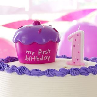Pink 1st Birthday Cupcake Cake Topper