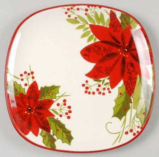 Gibson Designs Poinsettia Holly Berry Salad Plate, Fine China Dinnerware   Poins