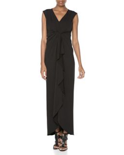 Wicked Knotted Drape Maxi Dress, Black