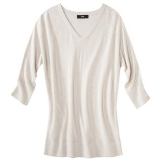 Mossimo Womens 3/4 Sleeve V Neck Value Sweater   Oatmeal Heather XS